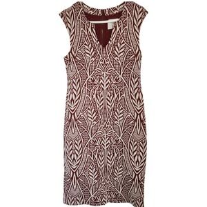 HD in Paris Sleeveless V-Neck Sheath Dress Burgundy Cream Size 12